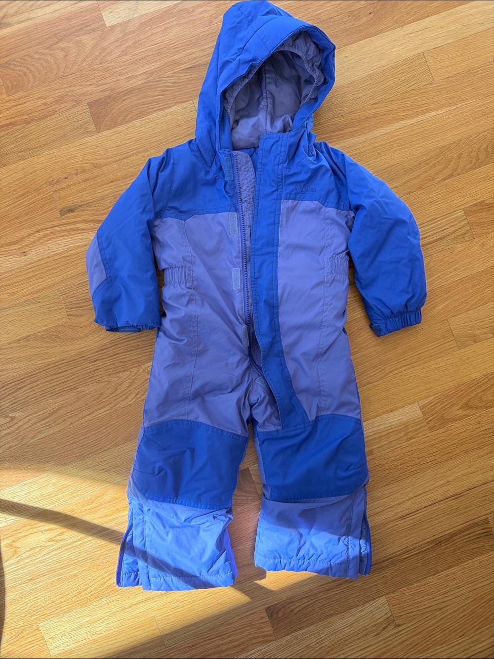 L.L. Bean Kids Blue and Purple Insulated One-Piece Snowsuit